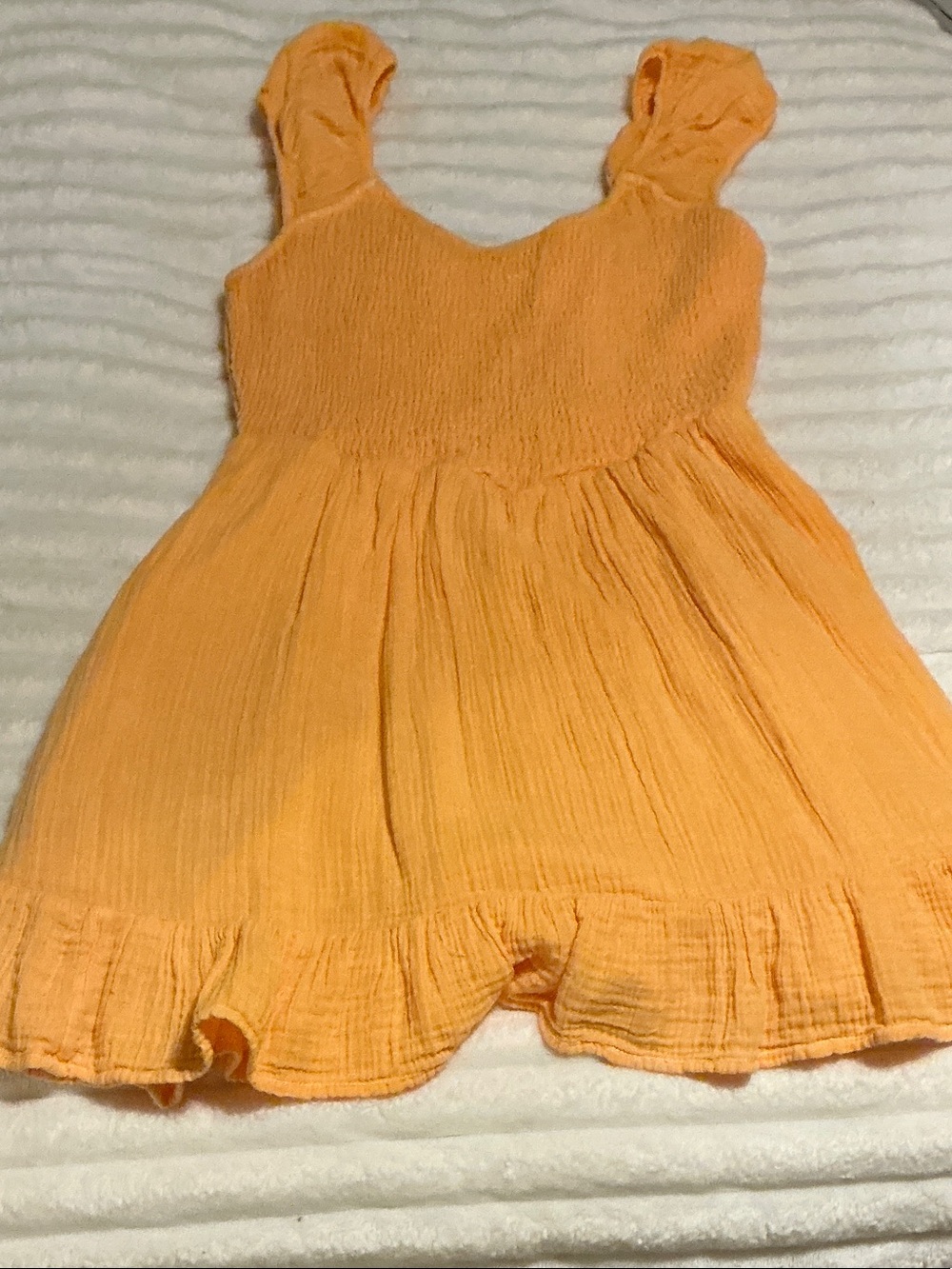 aerie Girls' Orange Smocked Sundress
